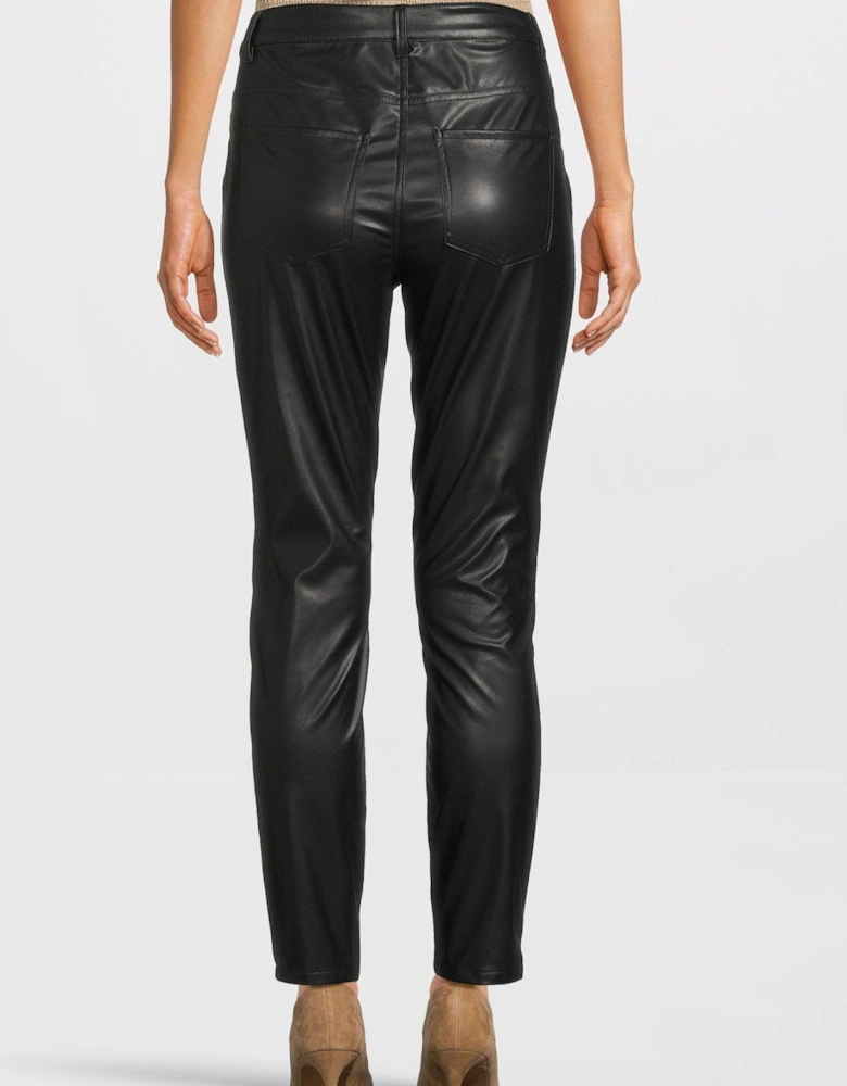 Faux Leather Trousers - Black