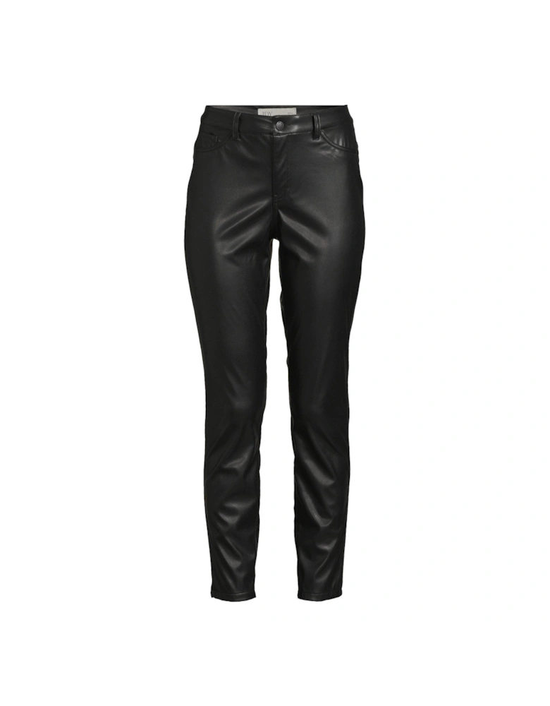 Faux Leather Trousers - Black