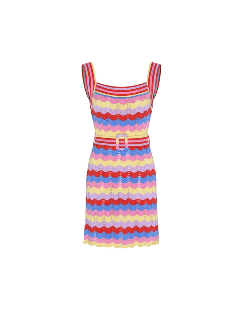 Lisa Tropical Wiggle Stripe Mini Dress