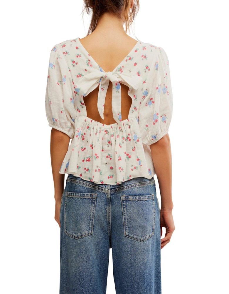 Chloe Printed Top - White