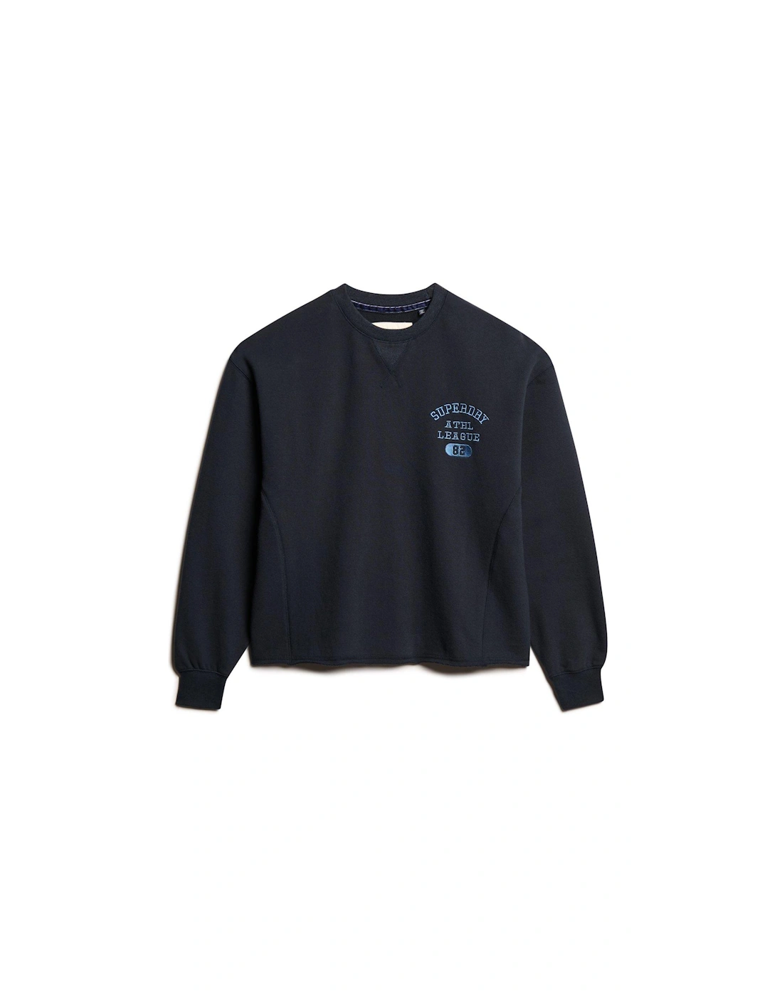 Athletic Loose Crop Crew Sweat - Navy