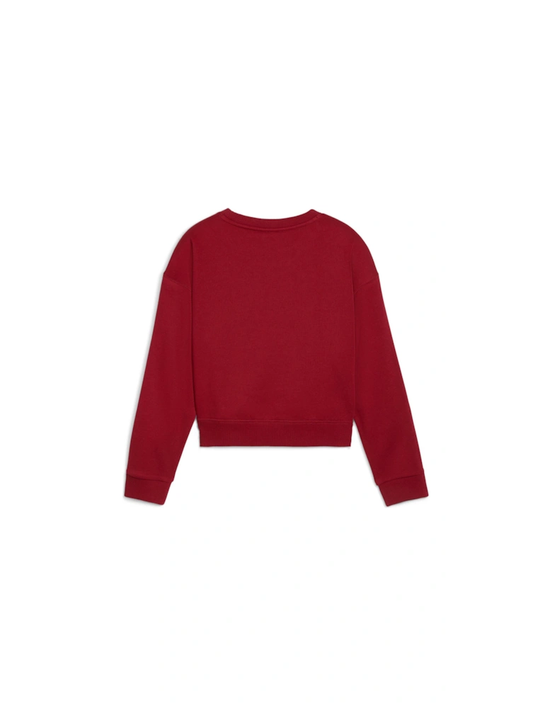 Older Girls Fleece Crew Sweatshirt - Red