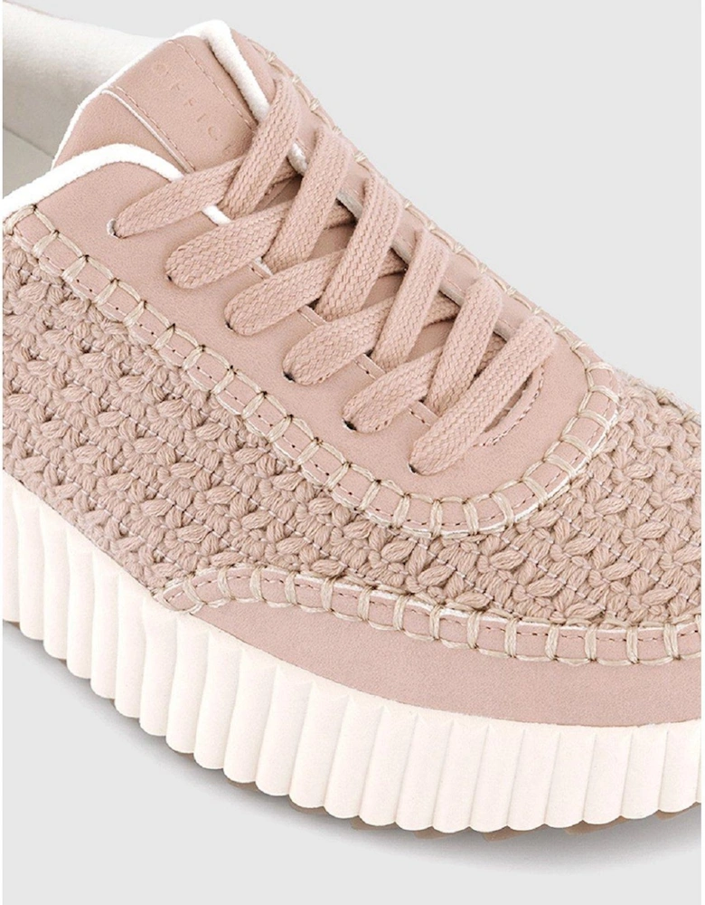 Flo Knitted Lace Up Runner Trainer - Blush