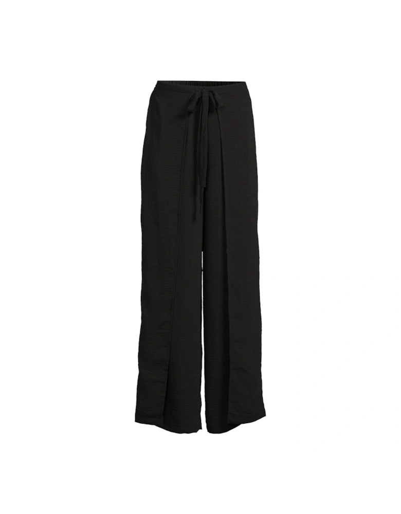 High Waist Tie Trousers - Black