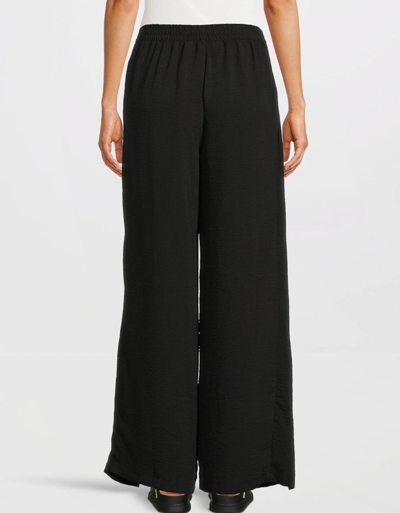High Waist Tie Trousers - Black