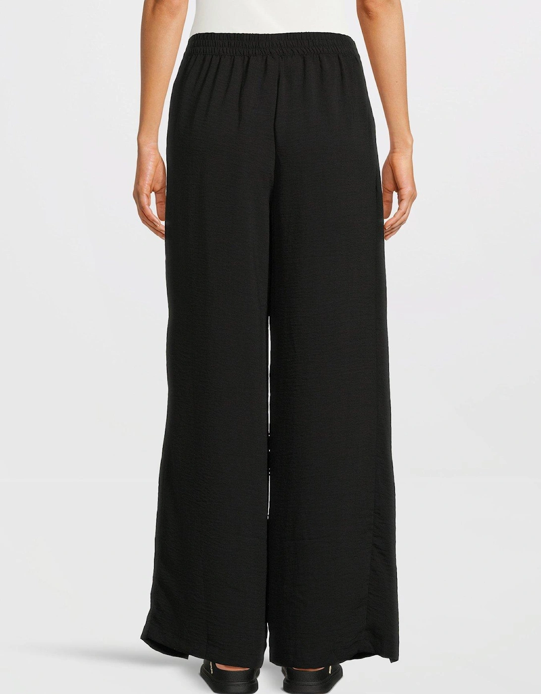 High Waist Tie Trousers - Black