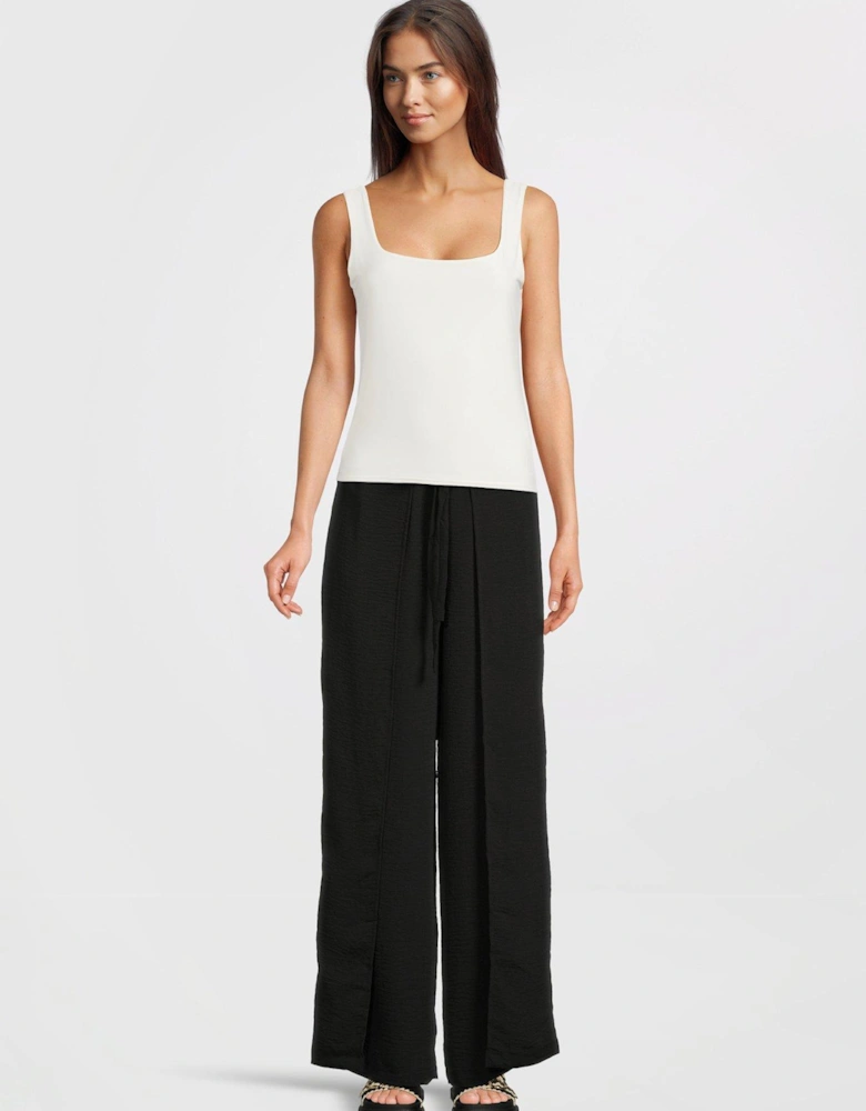 High Waist Tie Trousers - Black