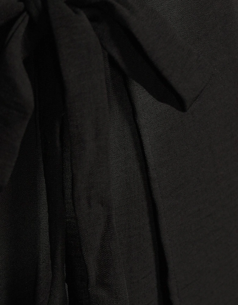 High Waist Tie Trousers - Black