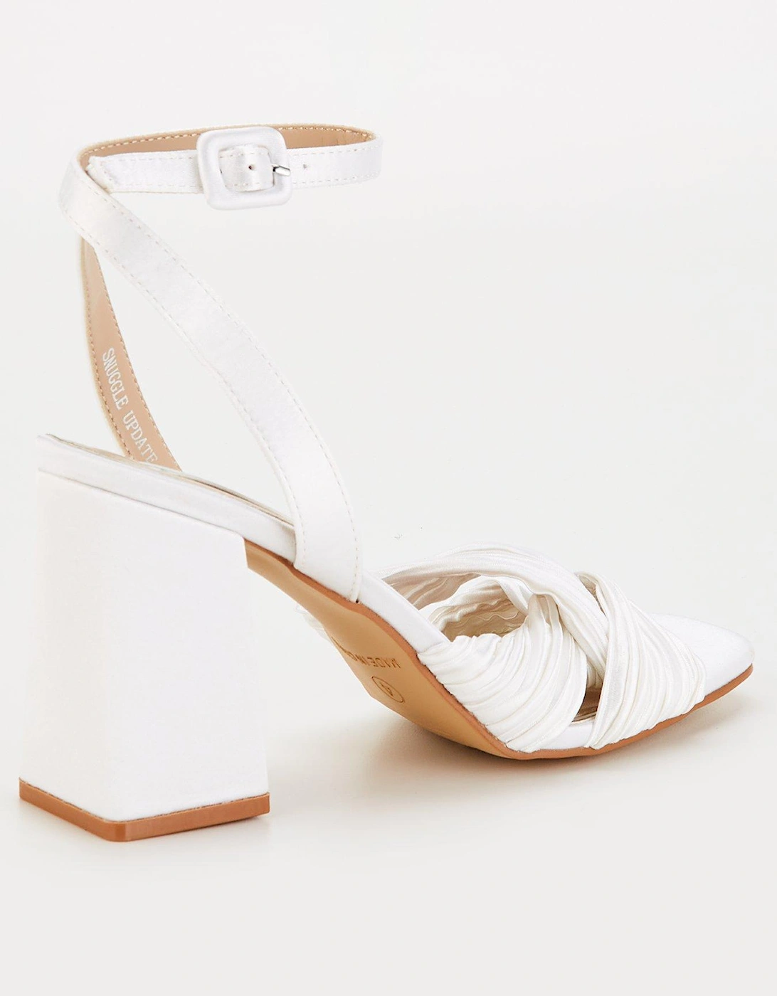 Be Mine Snuggle Knot Detail Block Heel - Ivory Satin