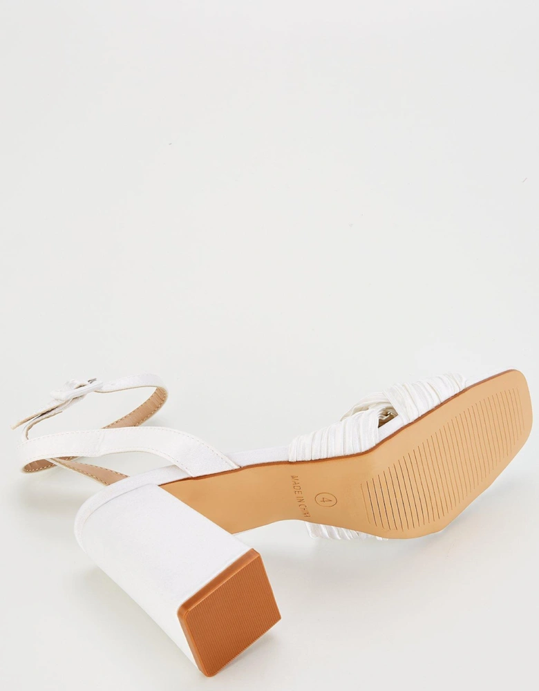 Be Mine Snuggle Knot Detail Block Heel - Ivory Satin