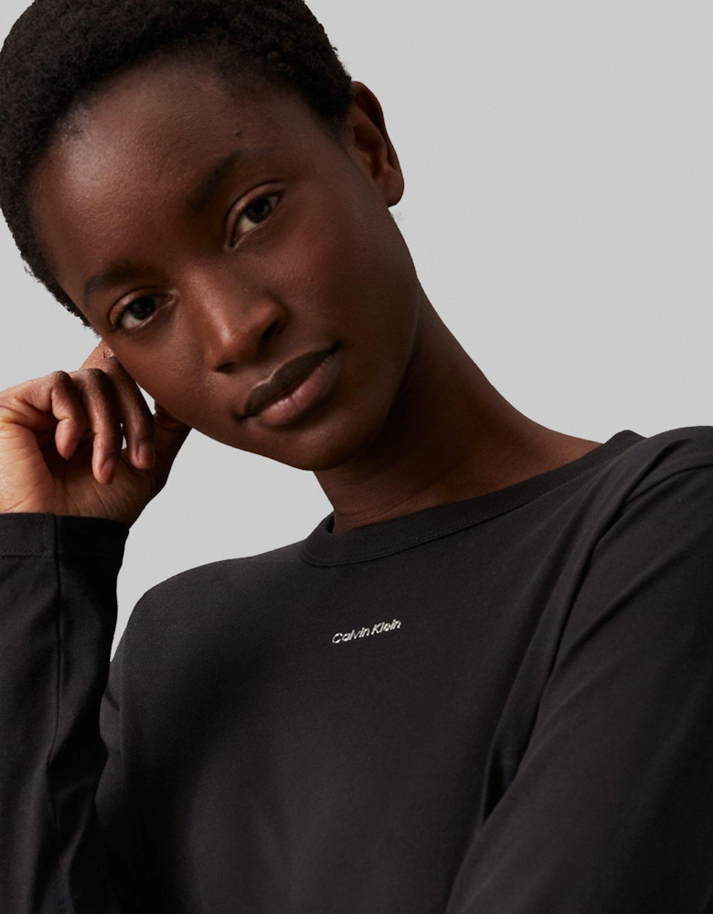 Nano Logo Long Sleeve Top - Black