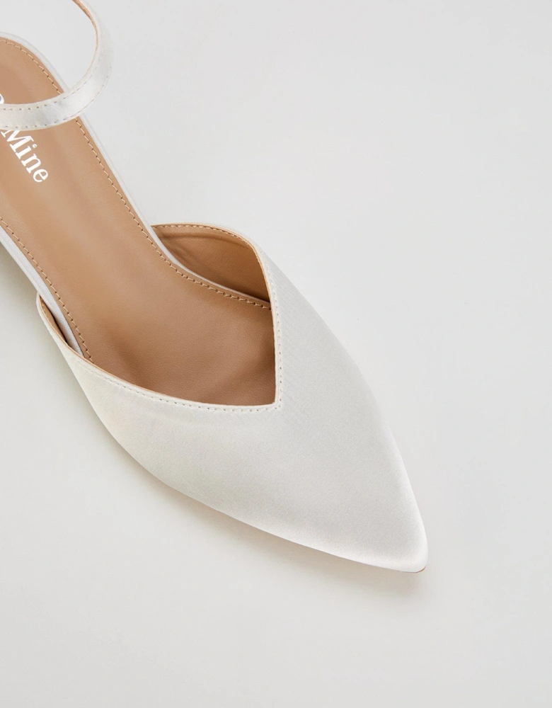 Be Mine Catherine Pointed Flat Shoe - Ivory Satin