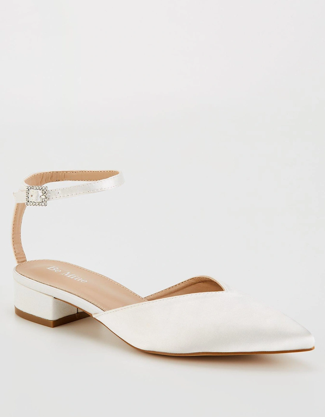 Be Mine Catherine Pointed Flat Shoe - Ivory Satin