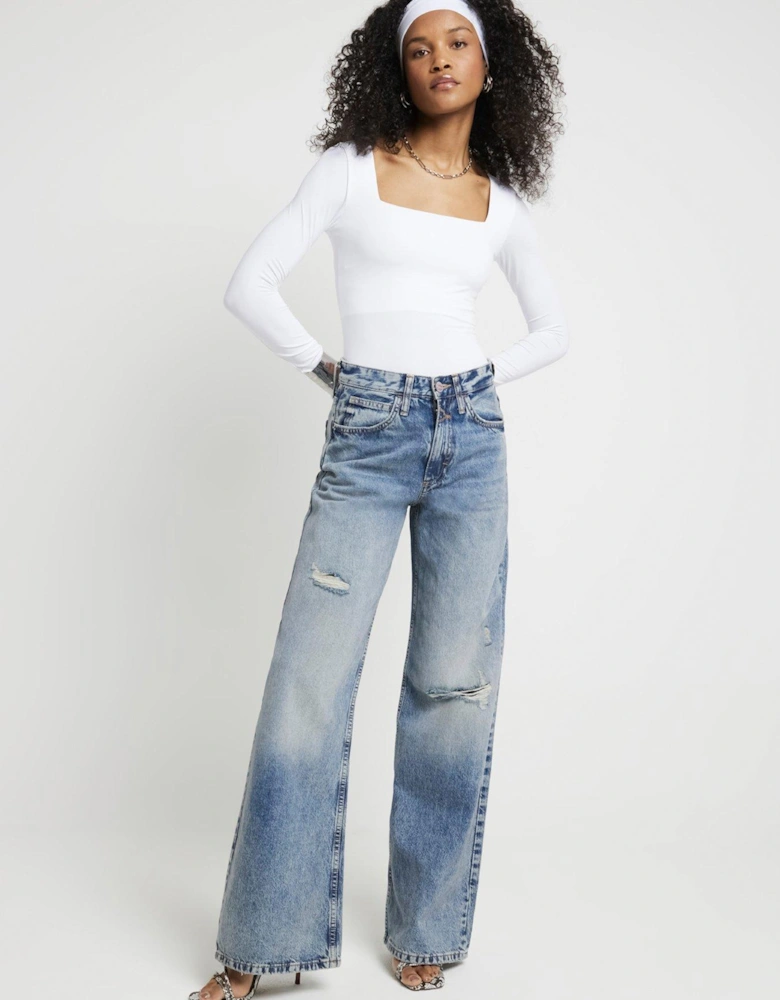 Square Neck Bodysuit - White