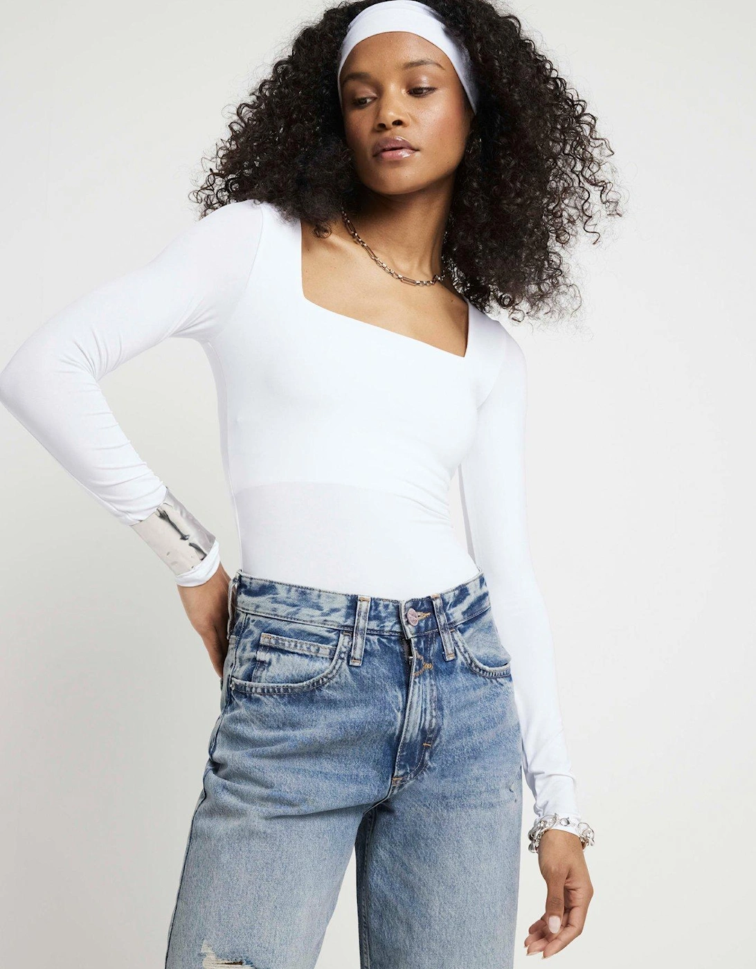 Square Neck Bodysuit - White, 6 of 5