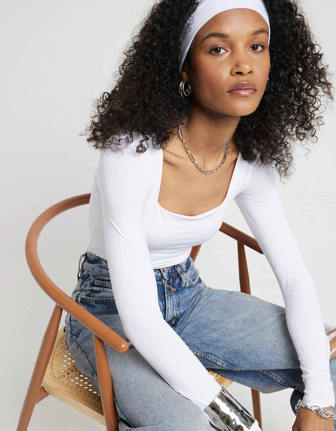 Square Neck Bodysuit - White
