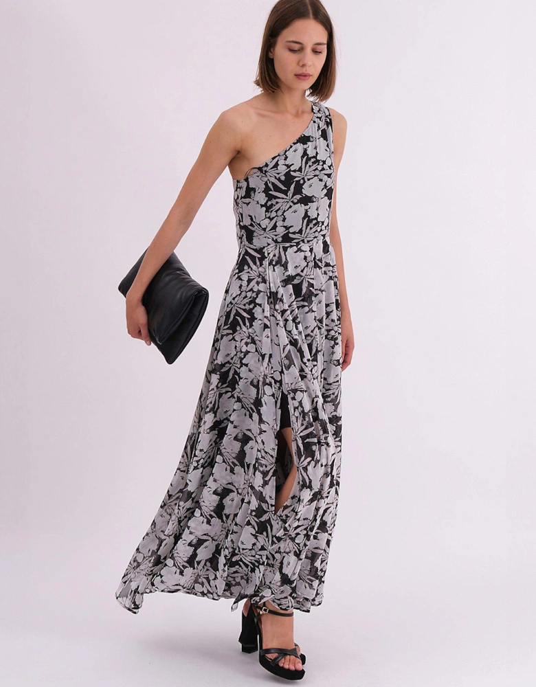 Signature One Shoulder Maxi Dress With Full Multi Layered Skirt