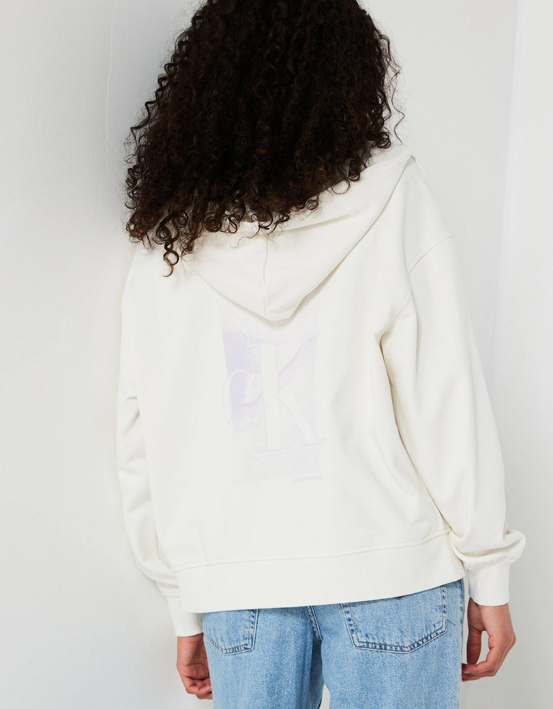 Zip Through Hoodie - White