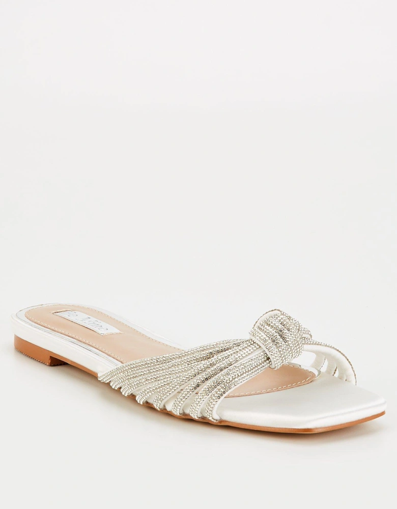 Be Mine Vibez Embellished Flat Sandal - Ivory Satin