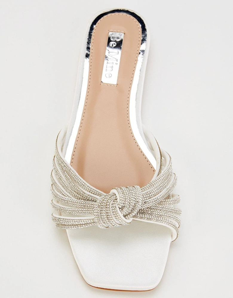 Be Mine Vibez Embellished Flat Sandal - Ivory Satin