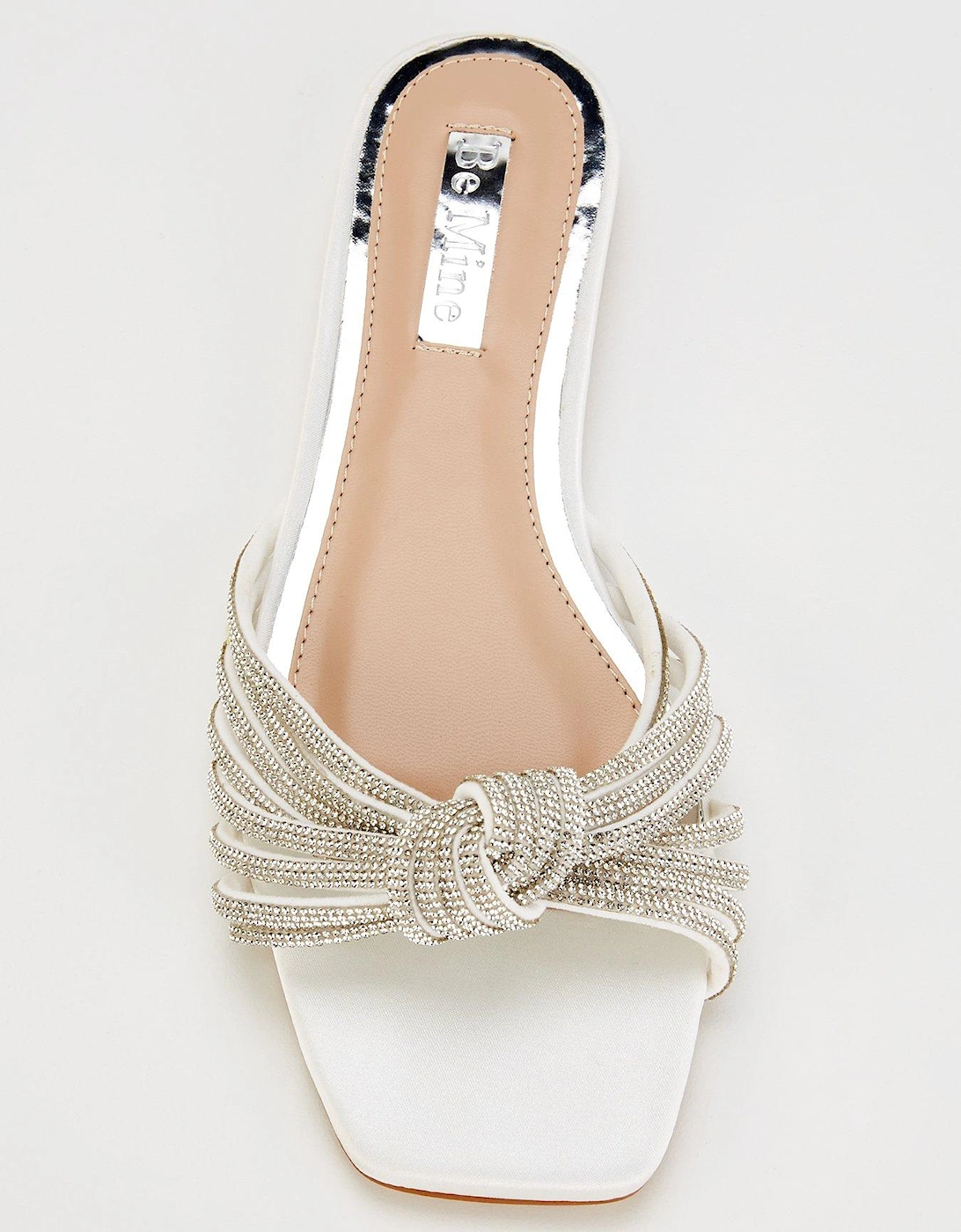 Be Mine Vibez Embellished Flat Sandal - Ivory Satin