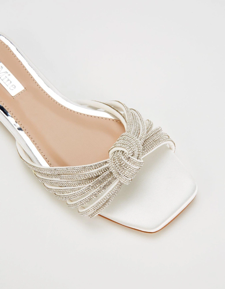 Be Mine Vibez Embellished Flat Sandal - Ivory Satin