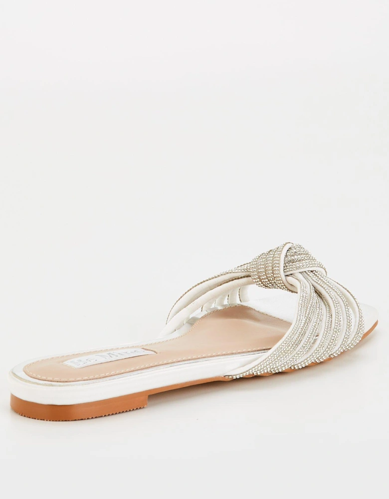 Be Mine Vibez Embellished Flat Sandal - Ivory Satin