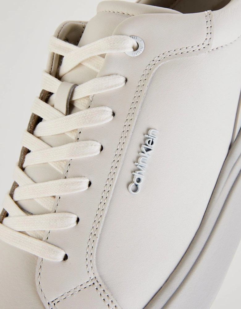 Heel Strap Leather Trainer - White