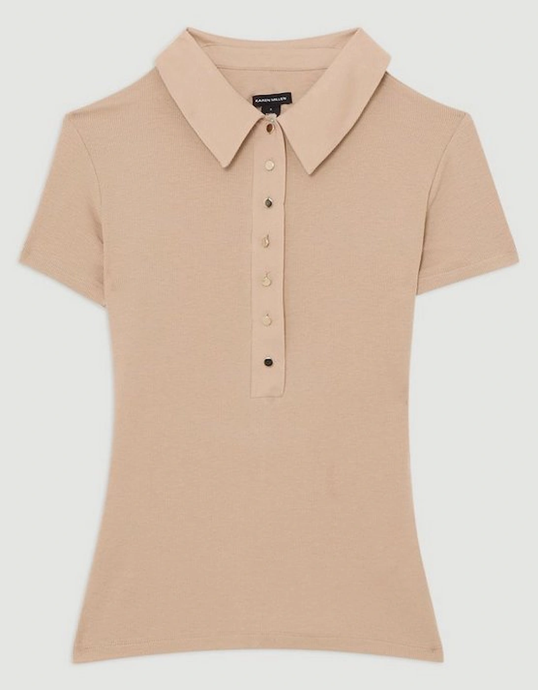 Viscose Rib Jersey Short Sleeve Collared Top