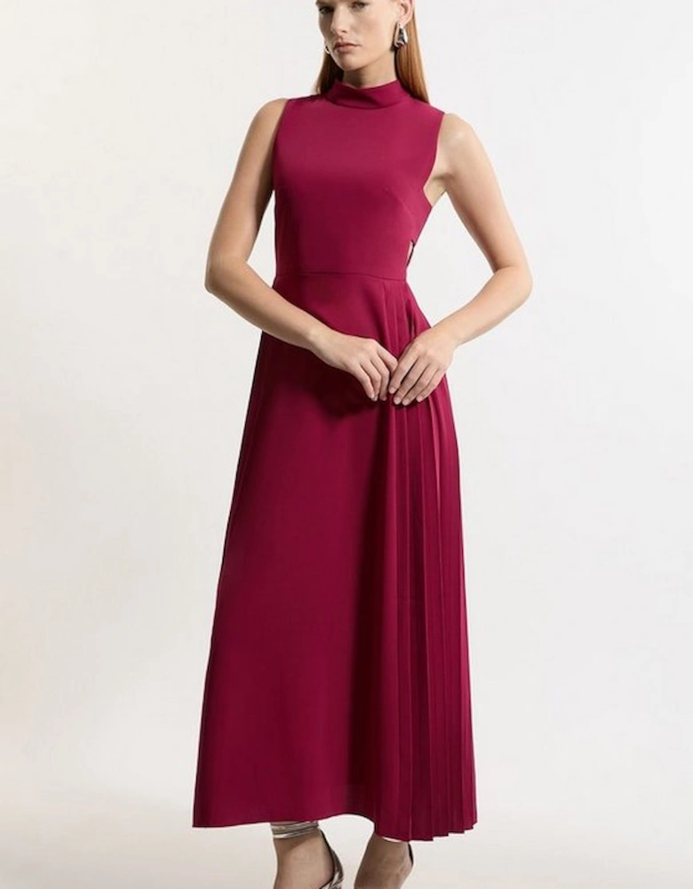 Soft Tailored Pleated Panel Midaxi Dress