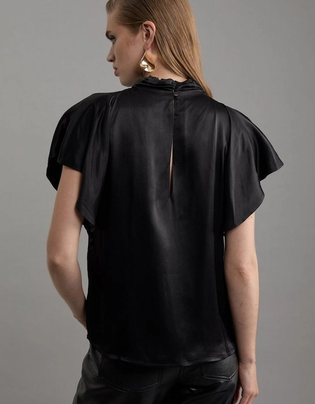 Tall Viscose Satin High Neck Woven Blouse