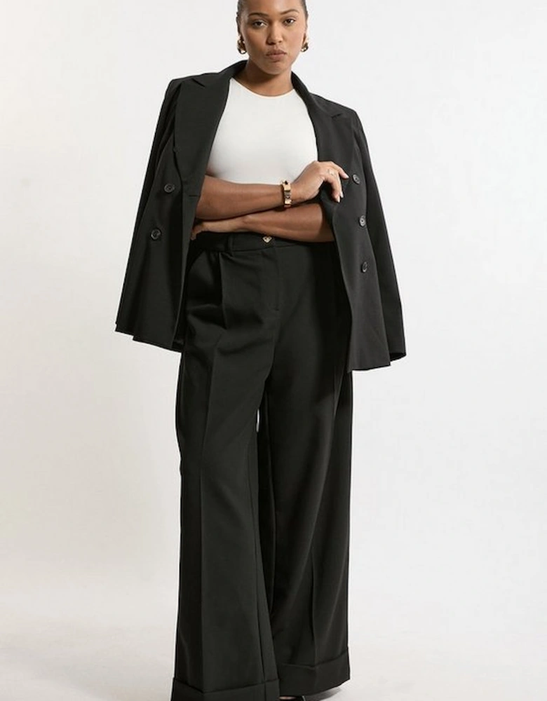 Plus Size Essential Tailored Wide Leg Trousers