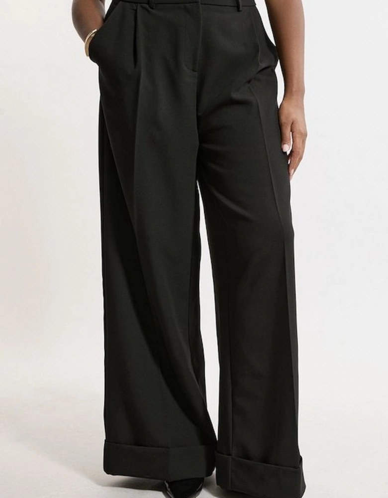 Plus Size Essential Tailored Wide Leg Trousers