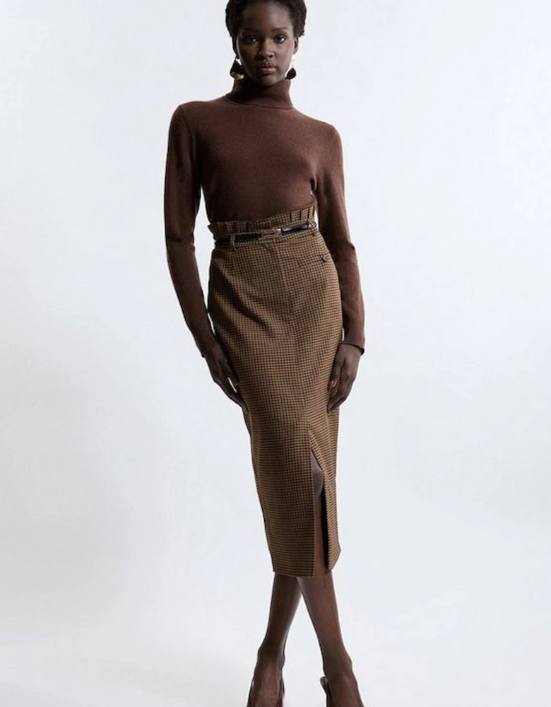 Check With Choc Tailored Maxi Skirt