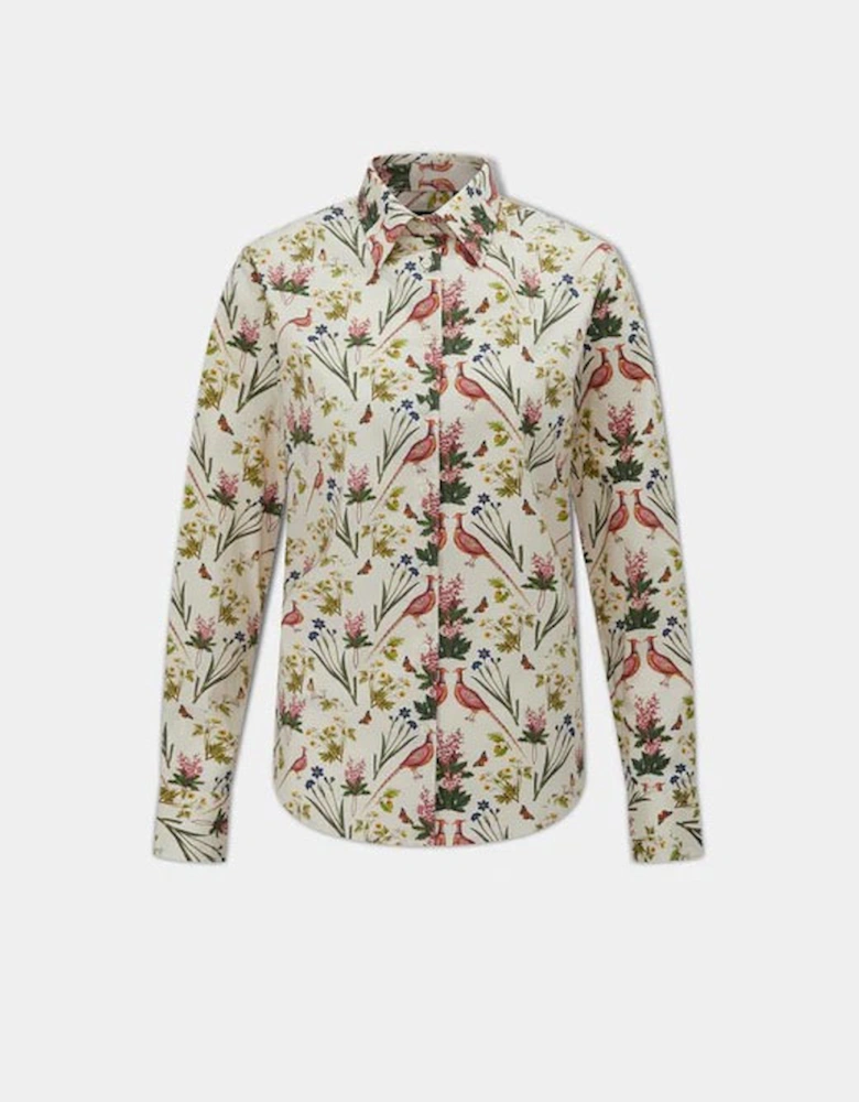 Ladies Lawen Printed Shirt Cream Floral