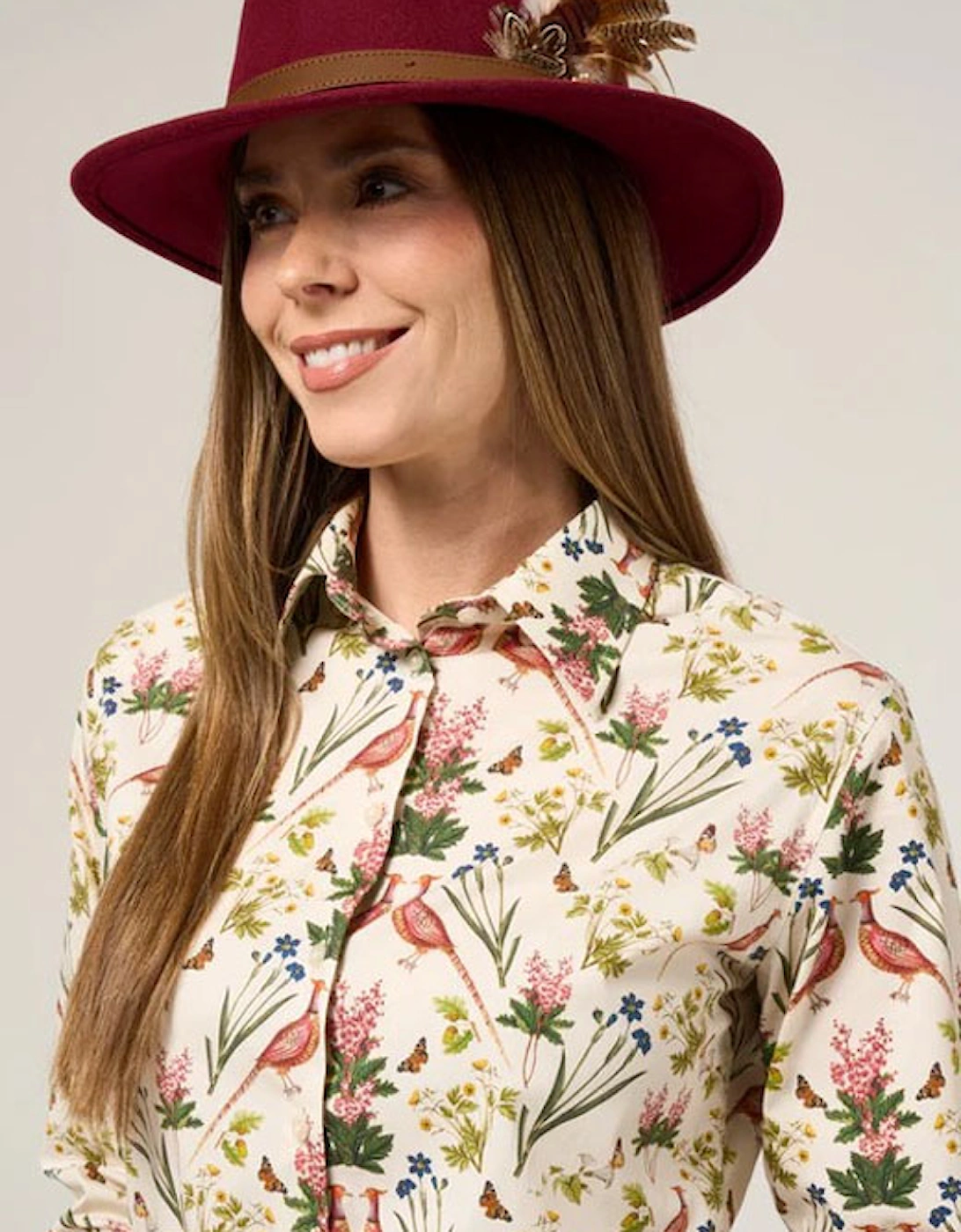 Ladies Lawen Printed Shirt Cream Floral