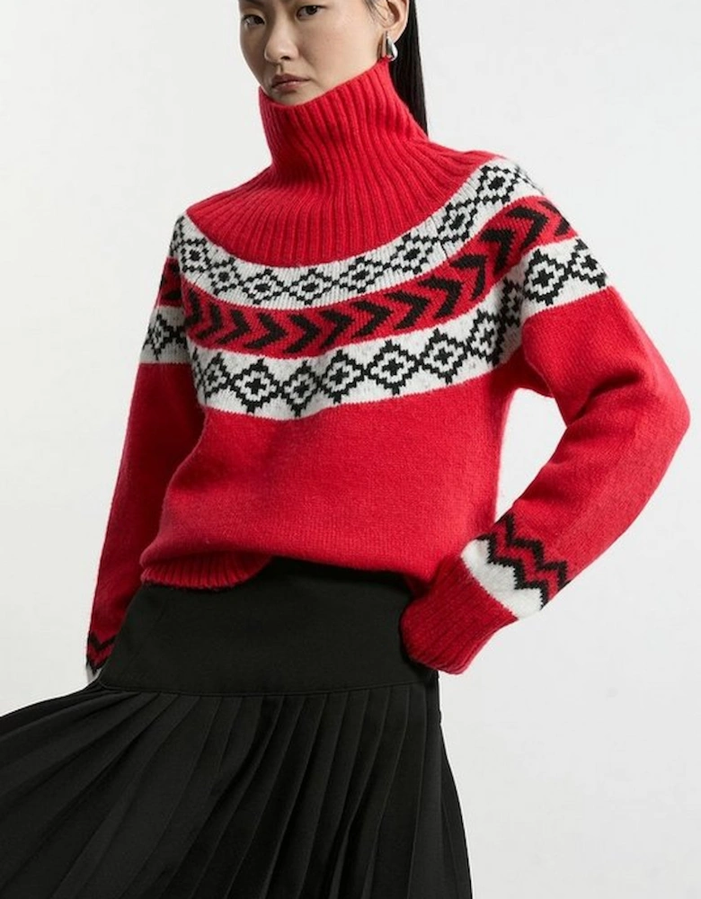 Fairisle Pattern Crew Neck Jumper