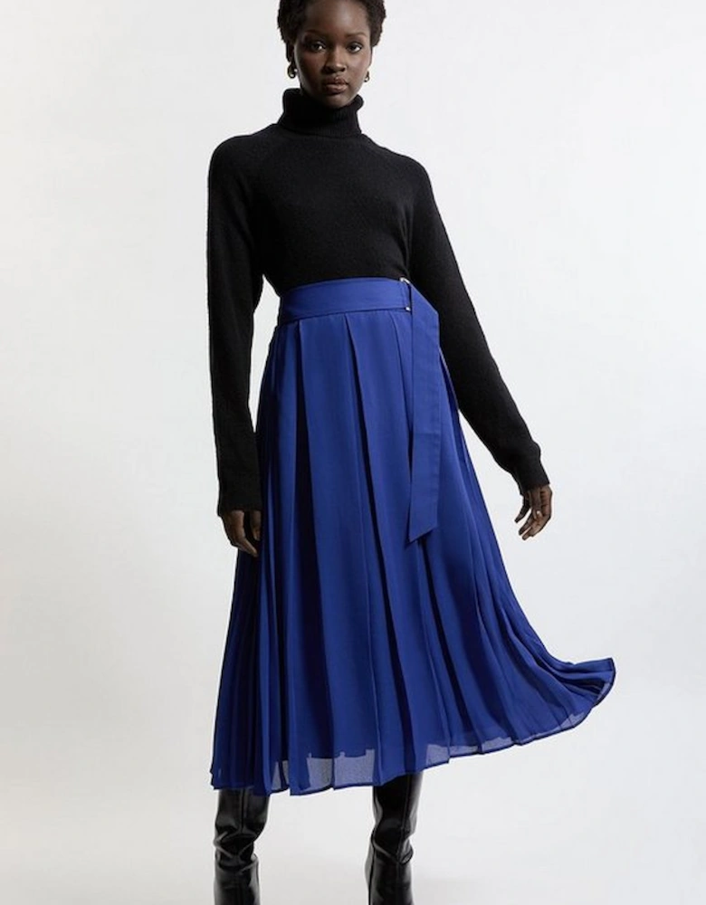 Georgette Woven Pleated Maxi Skirt