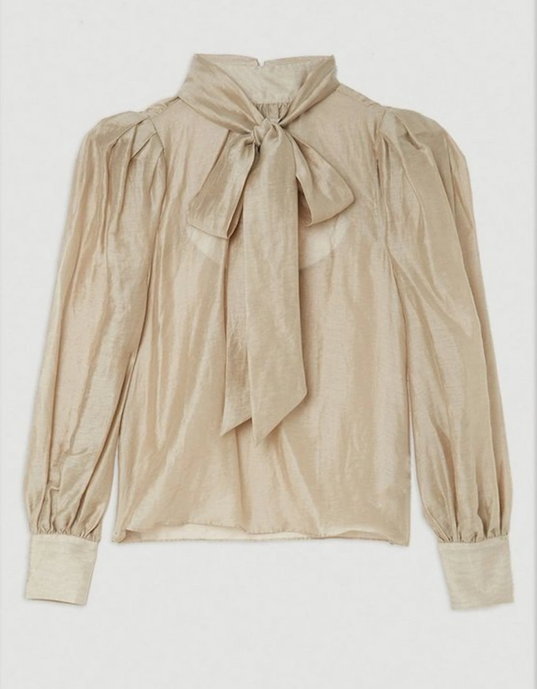 Organdie Woven Pussybow Blouse