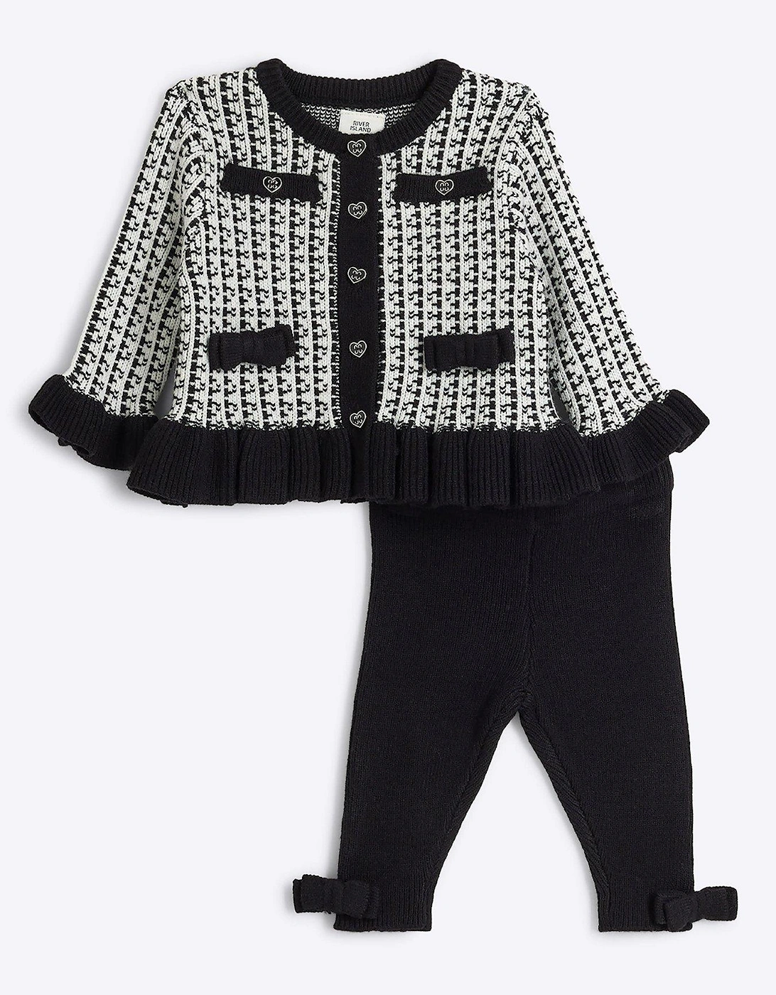 Baby Girls Cardigan Set - Black, 6 of 5