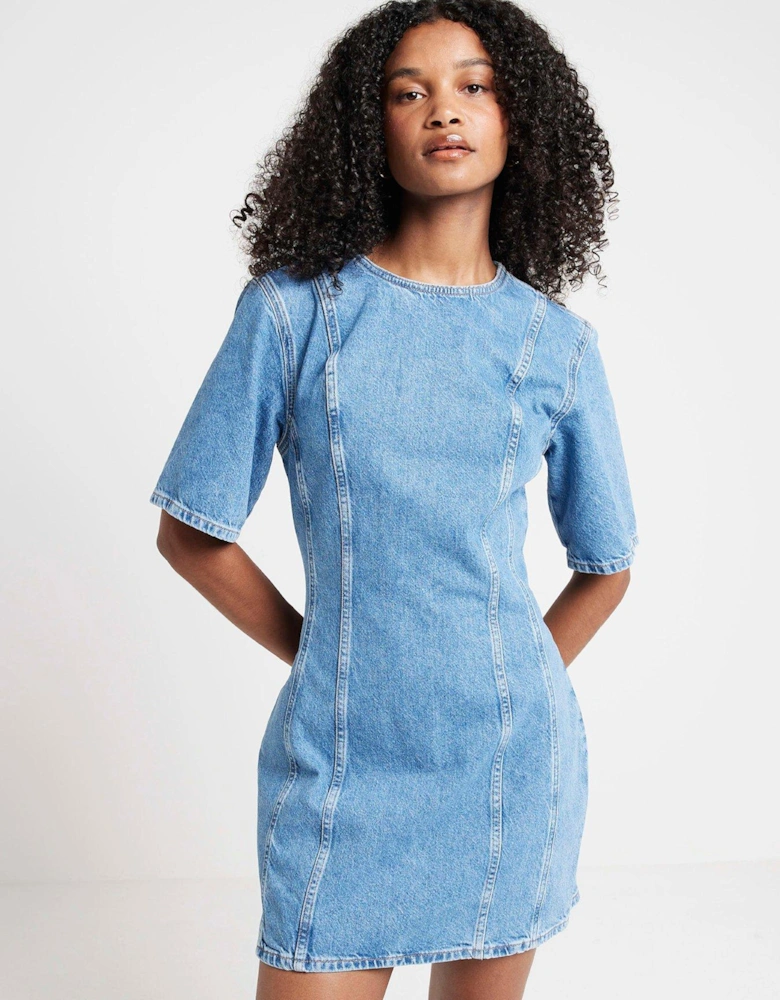 Seam Detail Dress - Medium Denim Blue