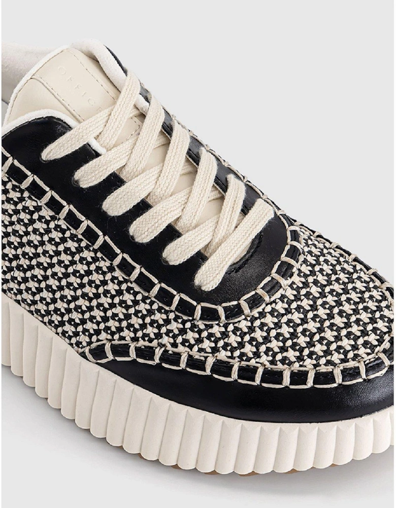 Flo Knitted Lace Up Trainer - Black/White