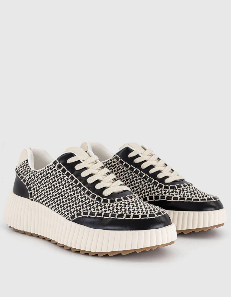 Flo Knitted Lace Up Trainer - Black/White