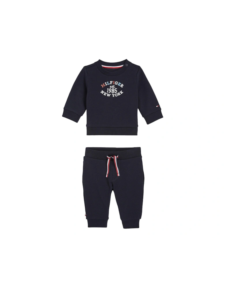 Baby Boys Monotype Oval 2 Piece Sweat Set - Navy