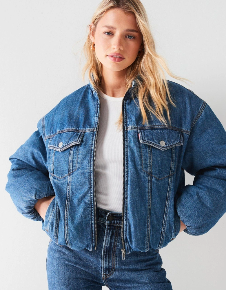 90s Padded Trucker Denim Jacket - Plushy