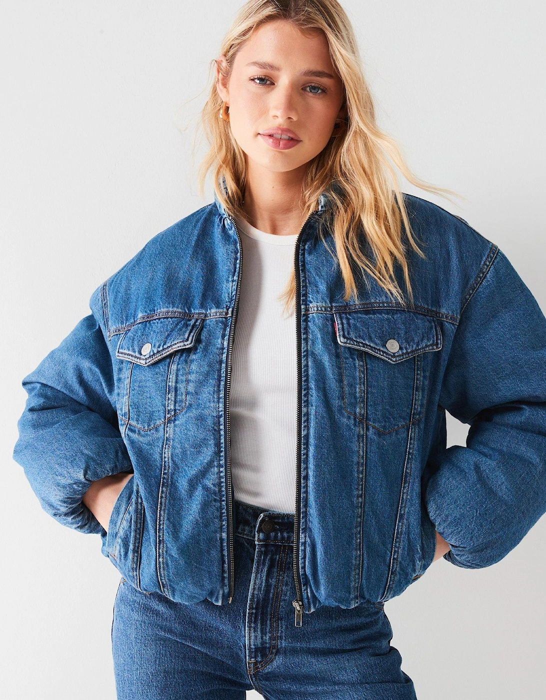 90s Padded Trucker Denim Jacket - Plushy, 5 of 4