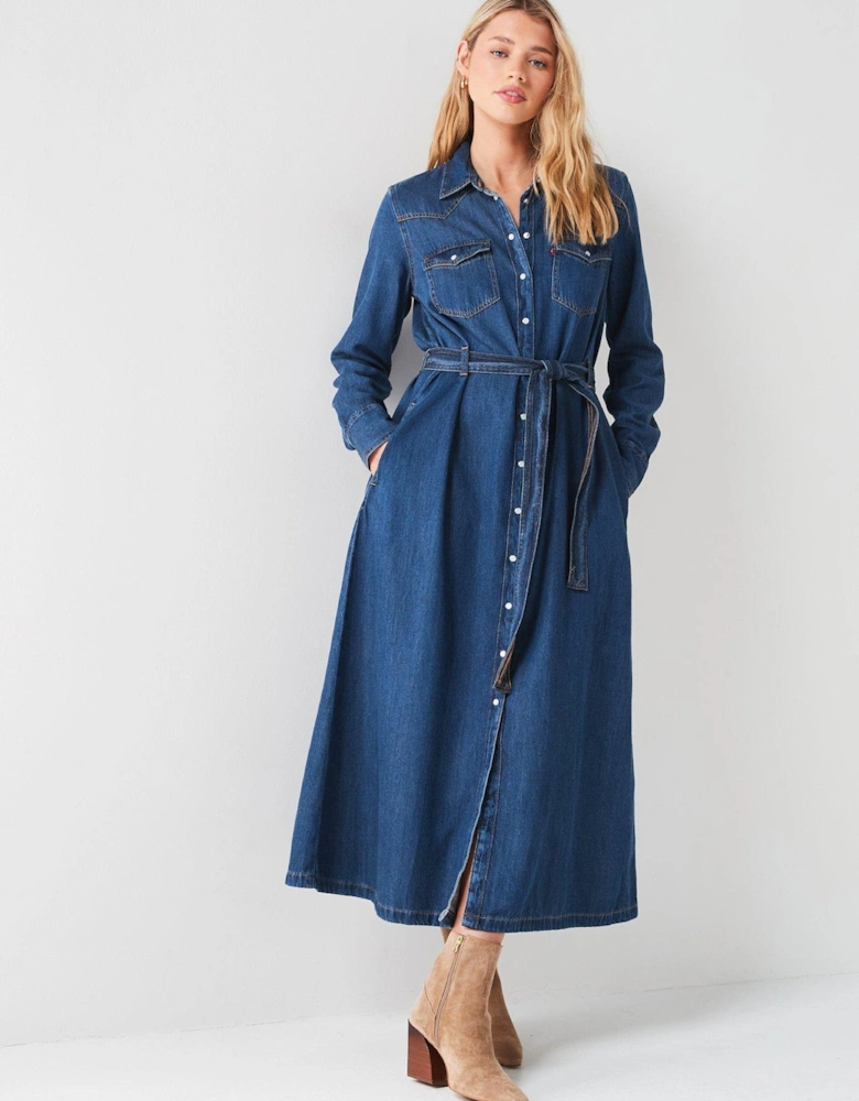 Quinney Denim Maxi Dress - Gold Dust West Blue