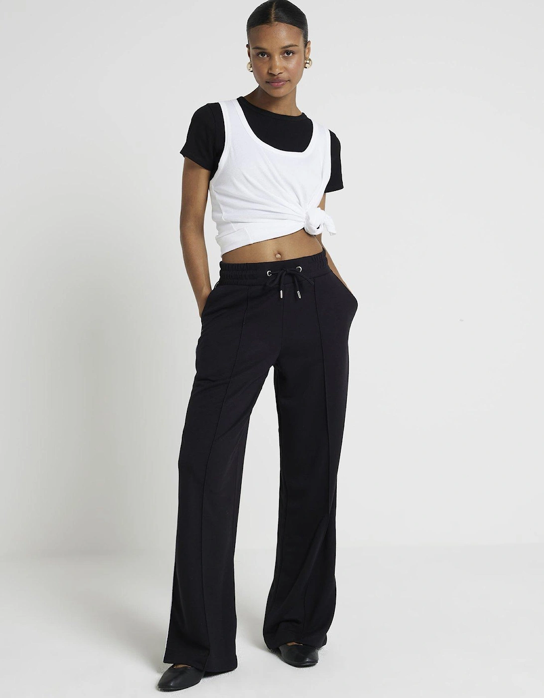 Side Stripe Wide Leg Joggers - Black, 2 of 1