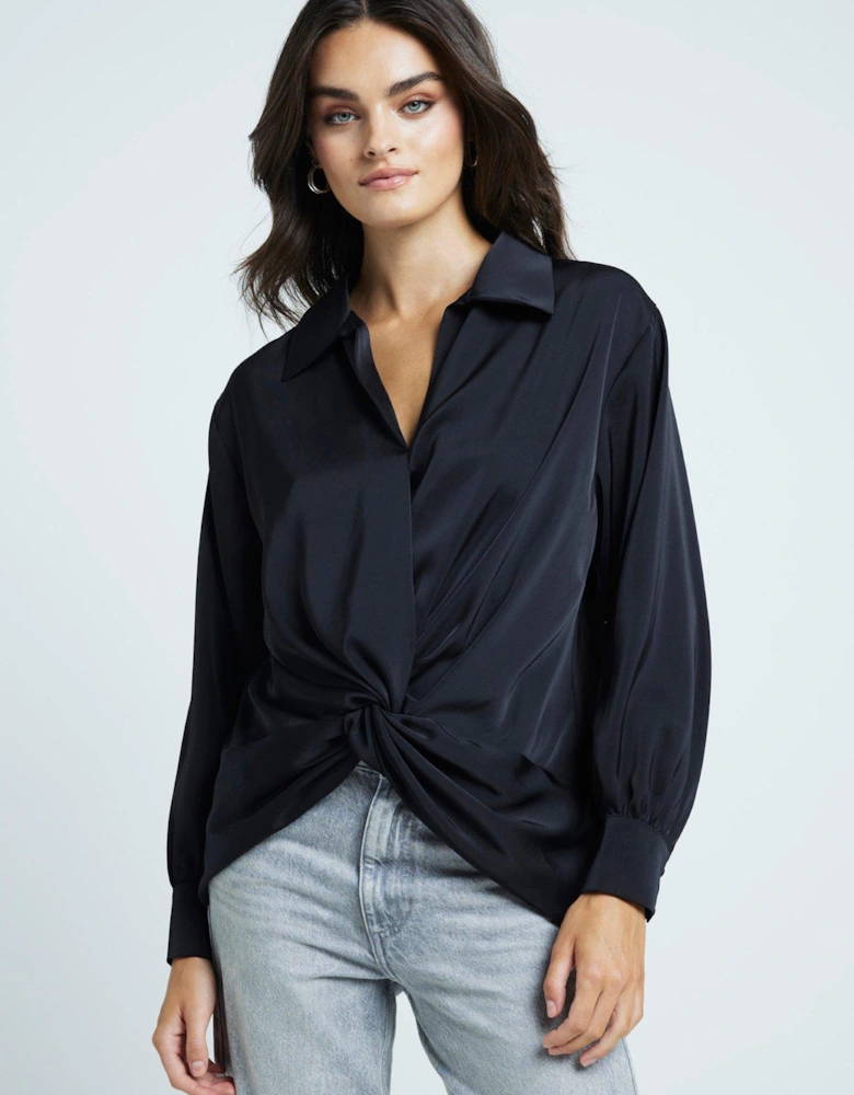 Twisted Front Blouse - Black