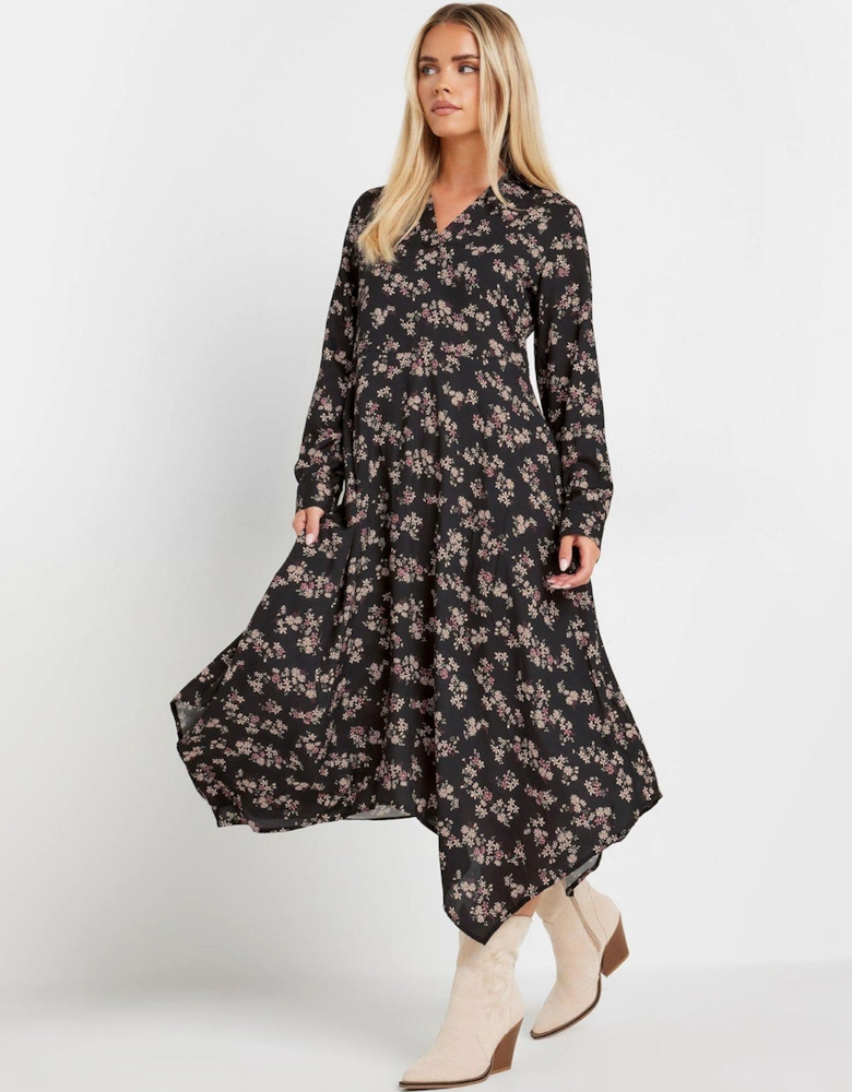 Petite Ditsy Hanky Hem Maxi Dress